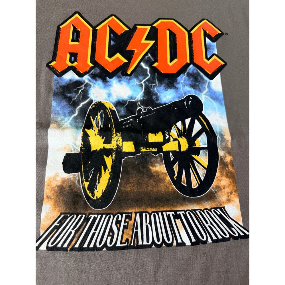 AC/DC For Those About To Rock Graphic Tee XL Band Shirt Gray Rock
